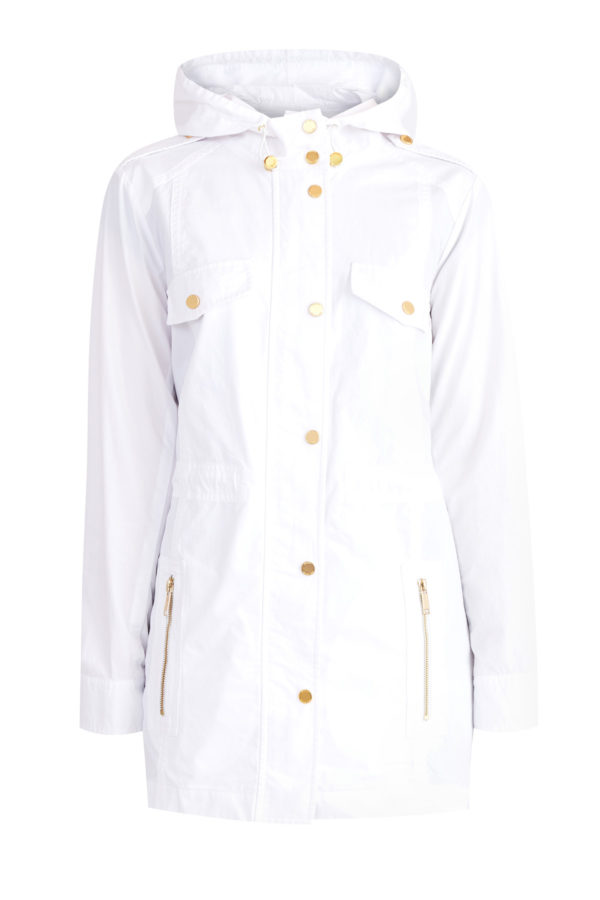 Куртка из хлопковой ткани с фурнитурой золотистого цвета MICHAEL Michael Kors США