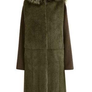 Пальто из шерсти со съемны жилетом из блестящего меха норки YVES SALOMON Франция