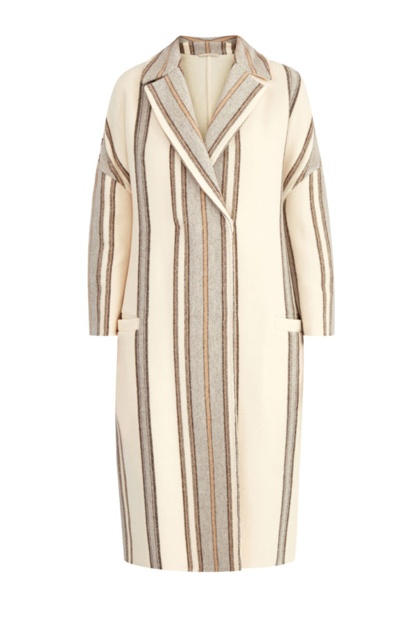 Пальто Blanket Stripe из кашемира и шелка BRUNELLO CUCINELLI Италия