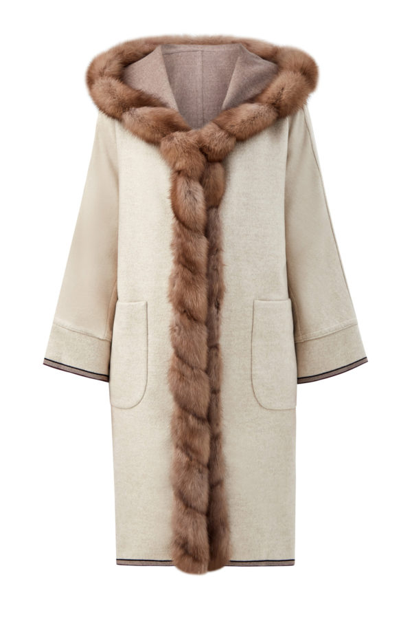 Двустороннее пальто из ткани Loro Piana с мехом куницы GIULIANA TESO Италия