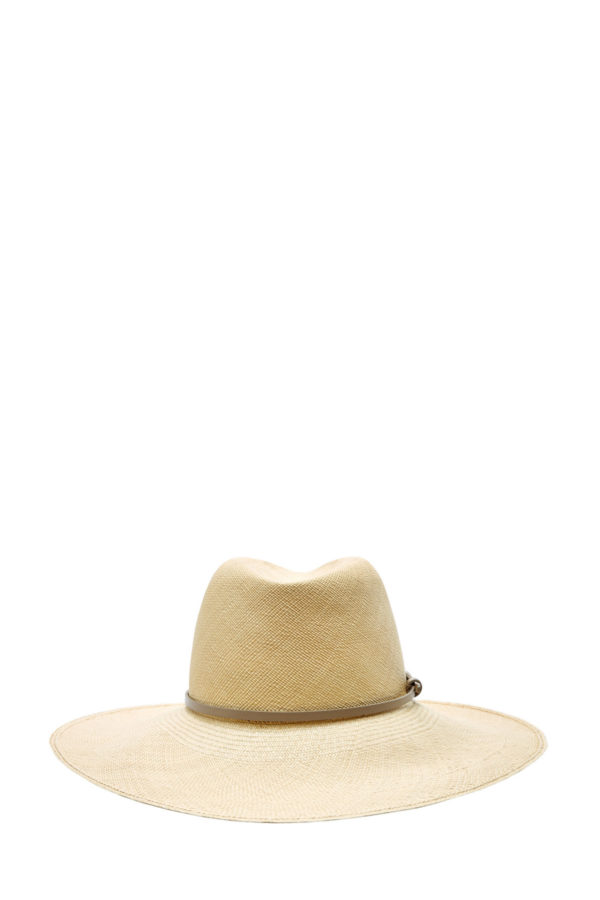 Соломенная шляпа с лентой из кожи AGNONA Италия