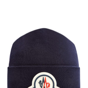 Базовая шапка из шерстяной пряжи с логотипом бренда MONCLER Италия