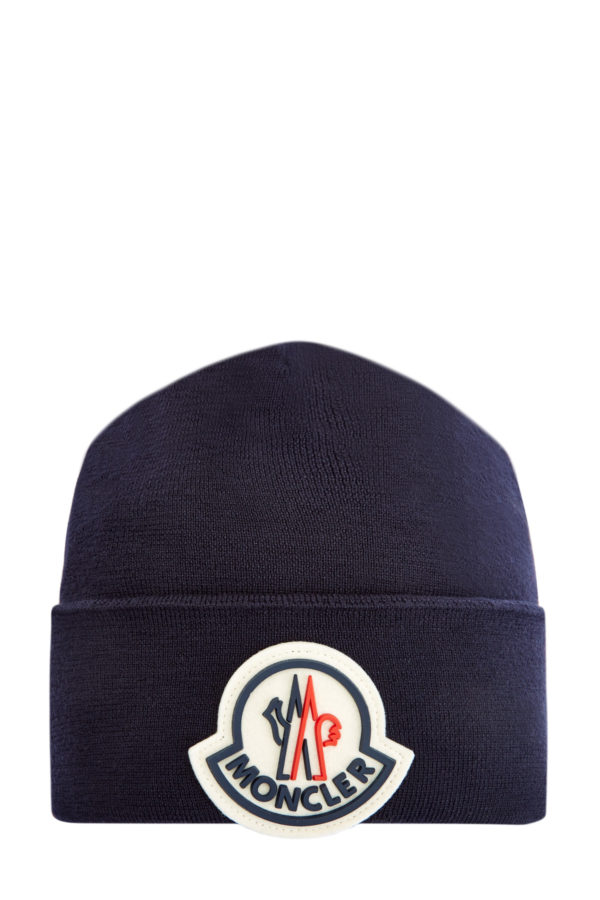 Базовая шапка из шерстяной пряжи с логотипом бренда MONCLER Италия