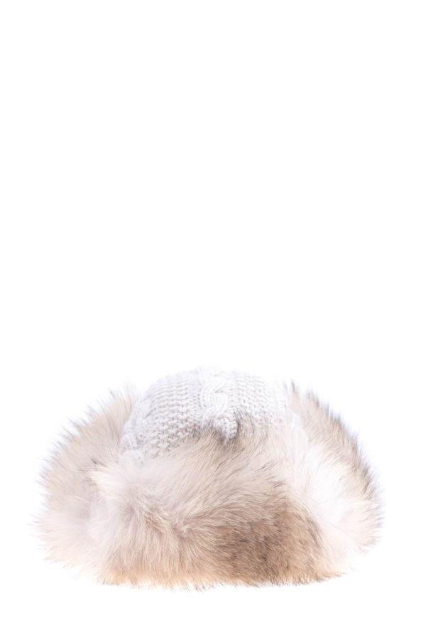 Шапка-ушанка из кашемира с мехом арктической лисицы INVERNI Италия
