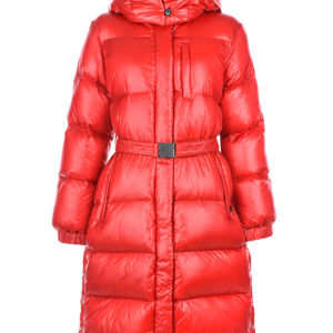 Красное пальто с поясом Woolrich