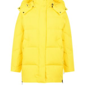 Желтая куртка-пуховик с капюшоном Woolrich