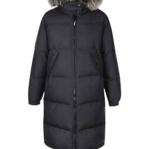 Черное пальто в комплекте с курткой Yves Salomon