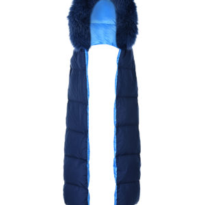 Синий шарф-капюшон с отделкой из меха лисы Yves Salomon