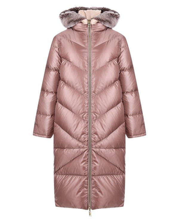 Розовое пуховое пальто Diego M