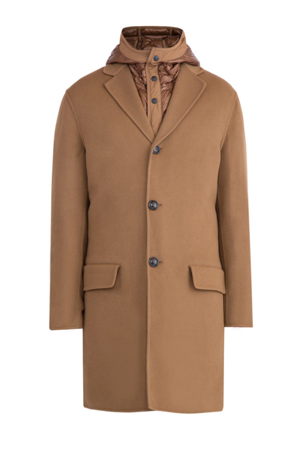 Шерстяное пальто 2 в 1 с пуховой стеганой курткой MONCLER Италия