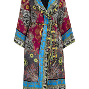 Пальто «Кимоно» с ярким орнаментом с этно-мотивами и тонким поясом ETRO Италия